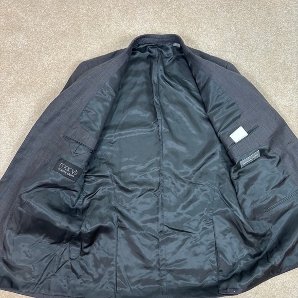 Michael Kors Mens Gray Blue Plaid Blazer Jacket Suit Coat Size 40 Long NWT - Picture 10 of 12